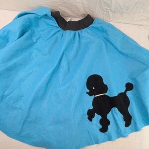 Poodle Skirt Costume Halloween Happy Days Blue Felt With Black Poodle OS